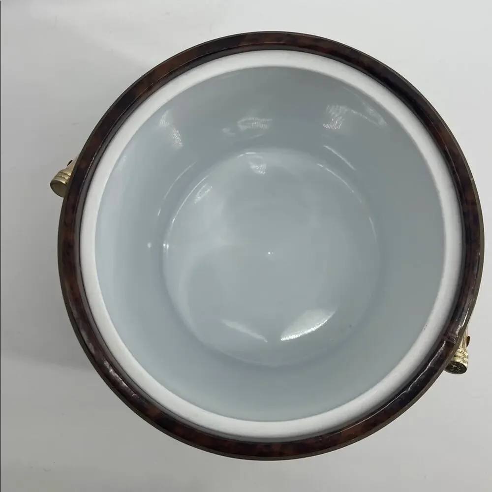 Vintage MCM Mid-Century Modern faux tortoiseshell barware ice bucket